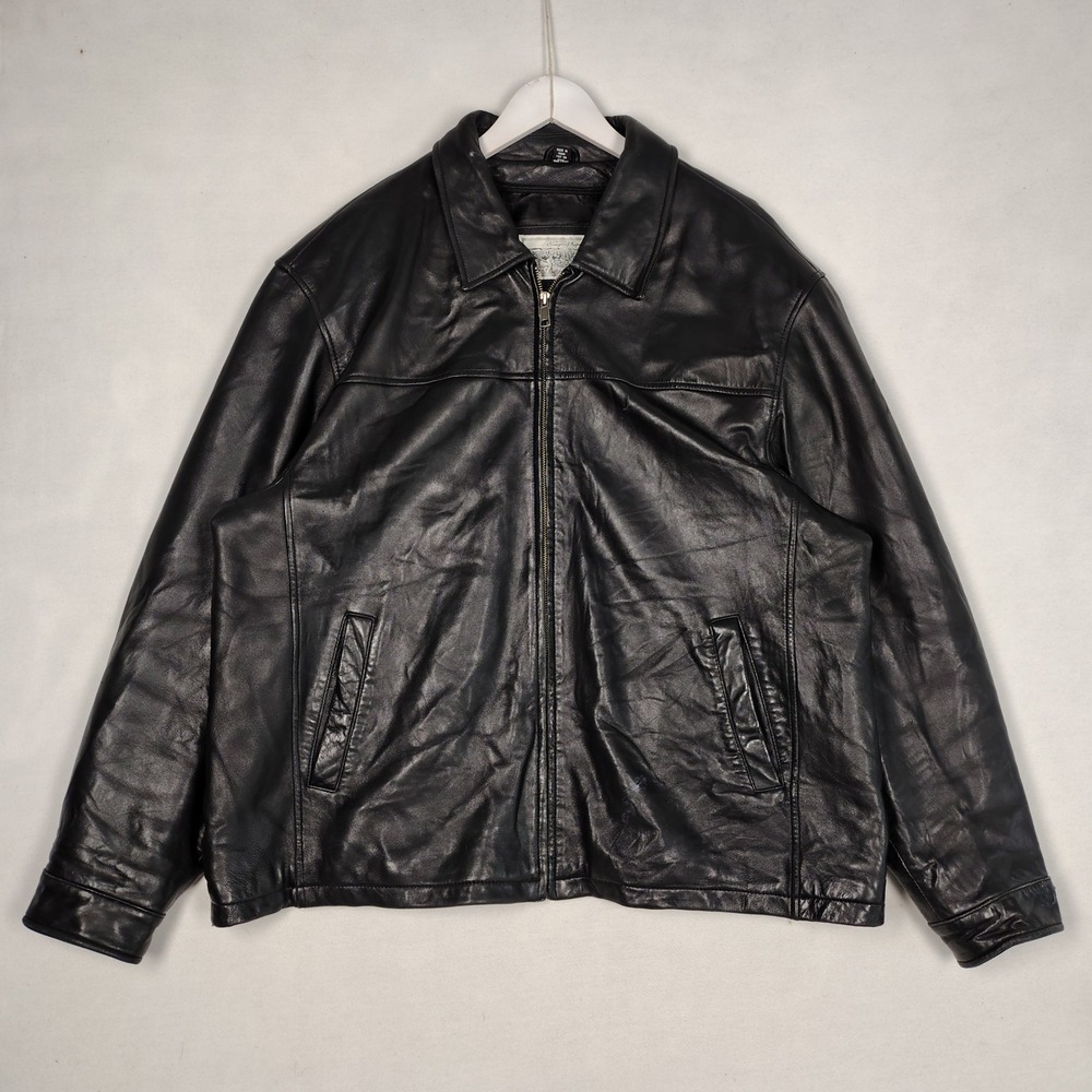 Sawyer of Napa Mens Black Genuine Leather Full Zip Thinsulate Jacket XXL 197711